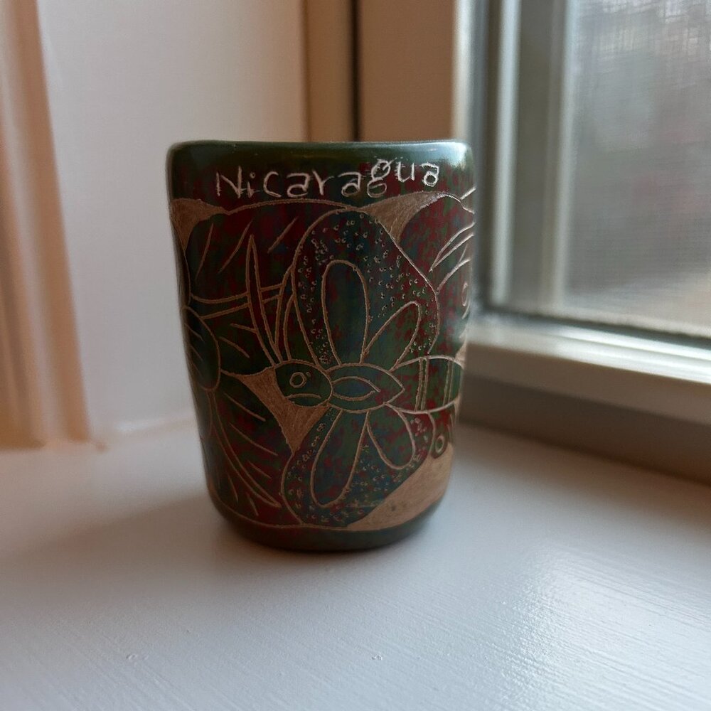 Glazed Clay Nicaragua Central America Shot Glass Shooter Drinks Bar Bartender